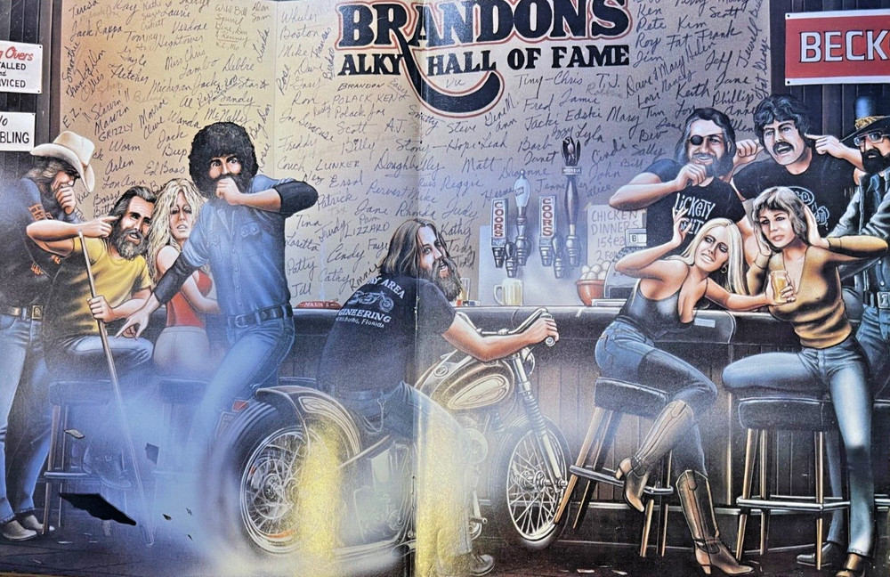 David Mann Poster Motorcycle Riders Inside Bar At Alky Hall of Fame