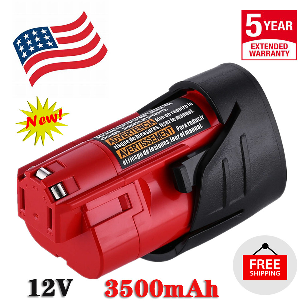 New Milwaukee M12 3.5Ah Li-ion Battery Pack for 48-11-2420 48-11-2401 US