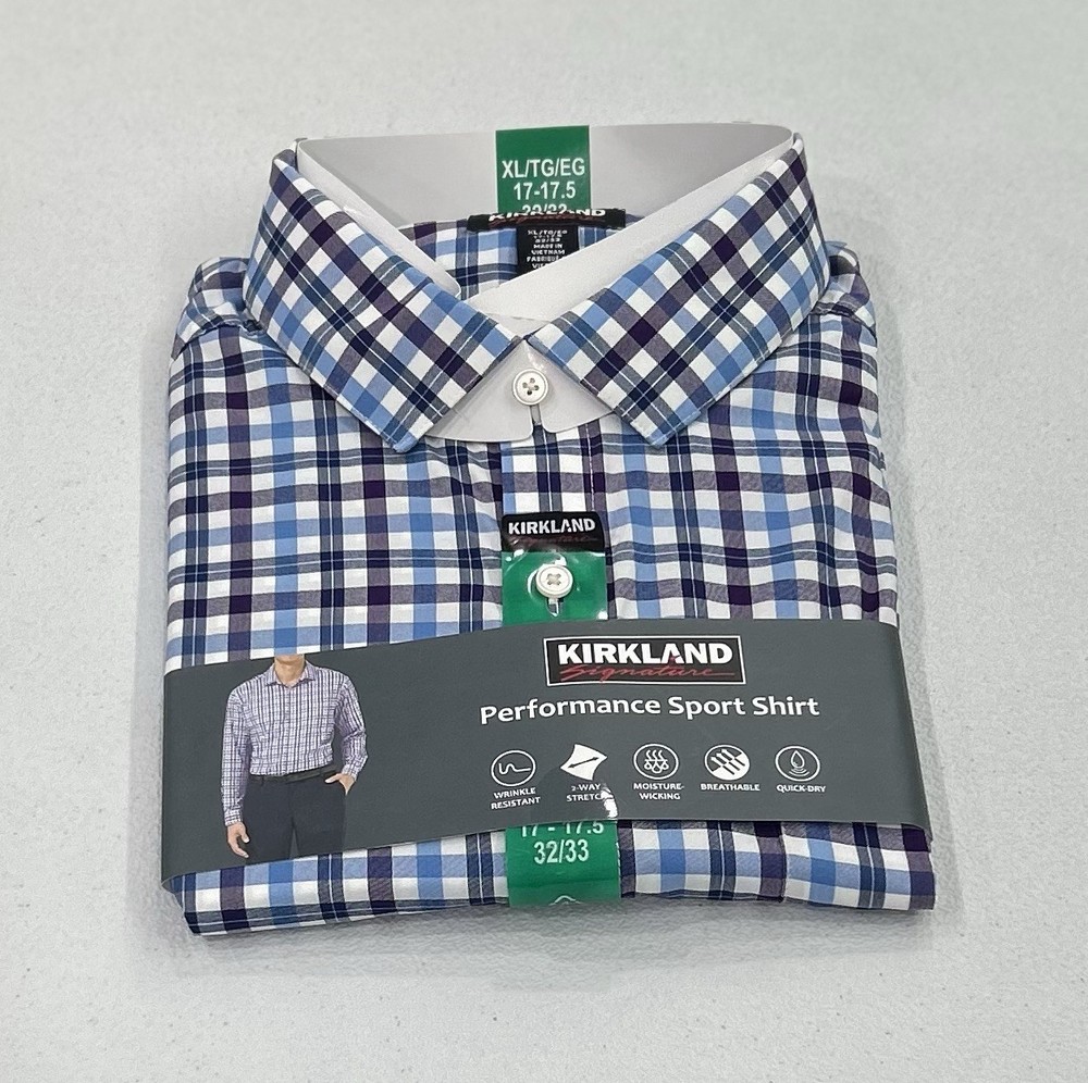 Kirkland Signature Men’s Performance Sport Shirt, Multicolor, XL(17-17.5, 32/33)
