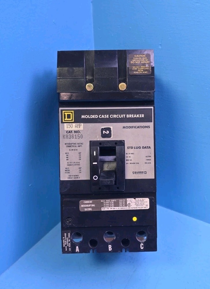 SQUARE D KA36150 150A 600V 3POLE ILine CIRCUIT BREAKER