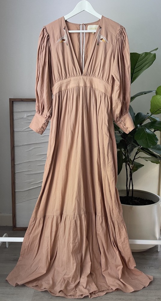 Women's CAROLINA K Embroidered Long Tiered Cotton Maxi Dress Size XS