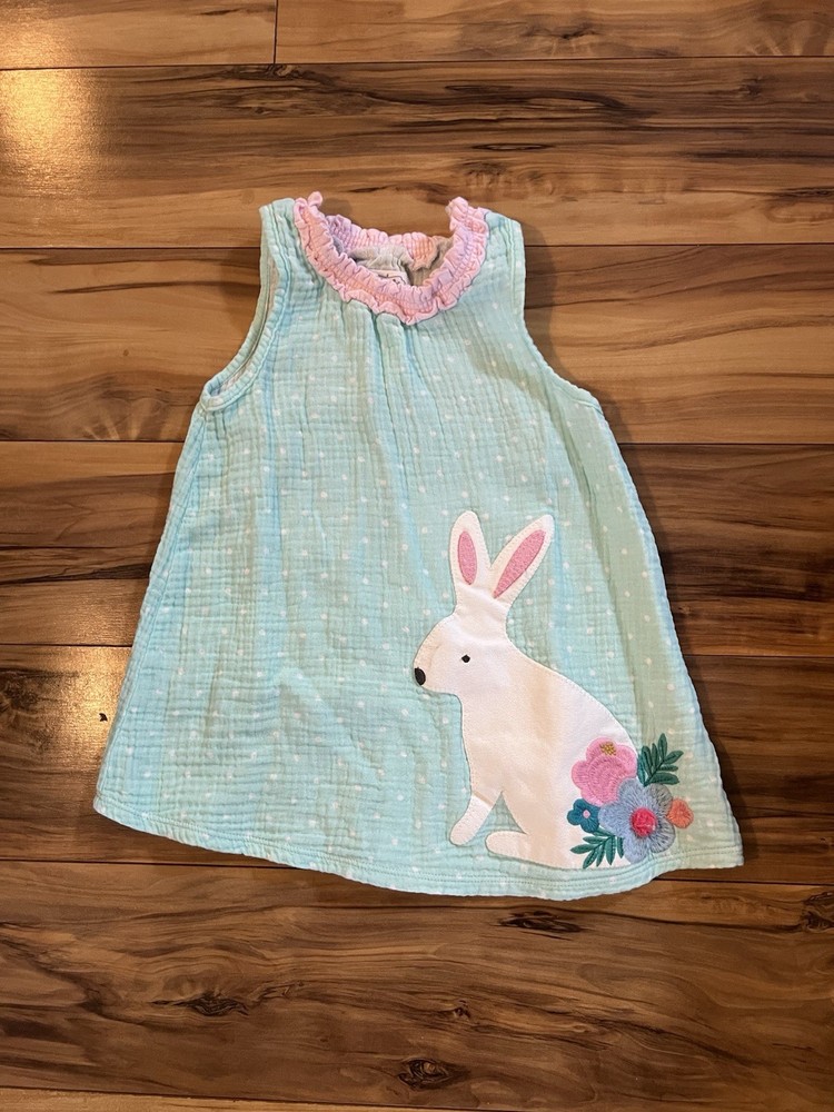 Mudpie Size 4t Bunny Appliquéd Dress Easter Spring