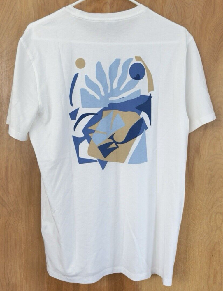 Express Mens Medium Abstract Coral Graphic Perfect Pima Cotton T-Shirt White NWT-image