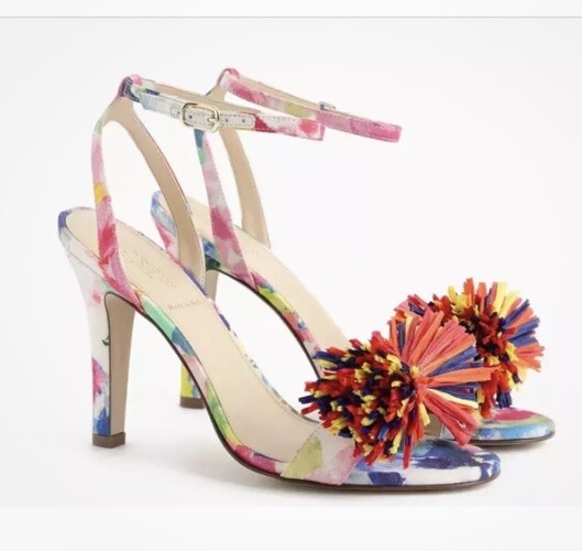 J.Crew Collection Rainbow Raffia Bow Sandals Size 8 Pre-Owned