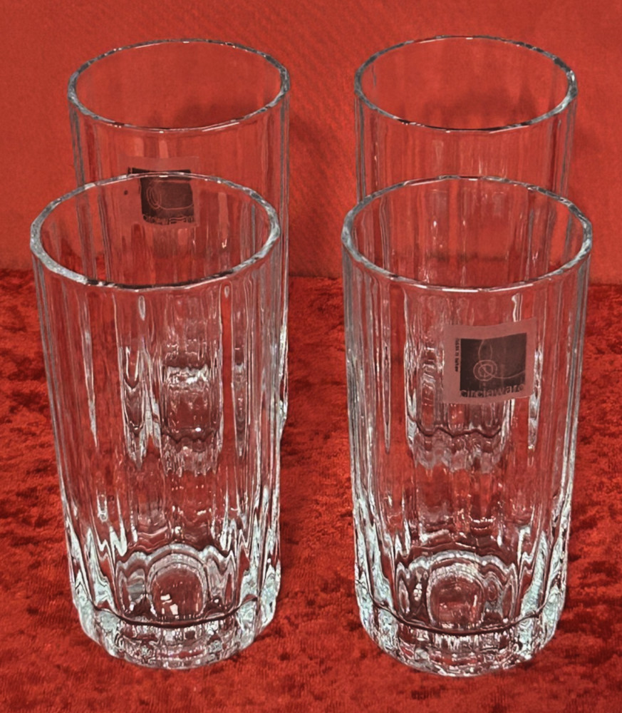 Set of 4 - Pasabahce Circleware Highball Glasses Clear 5
