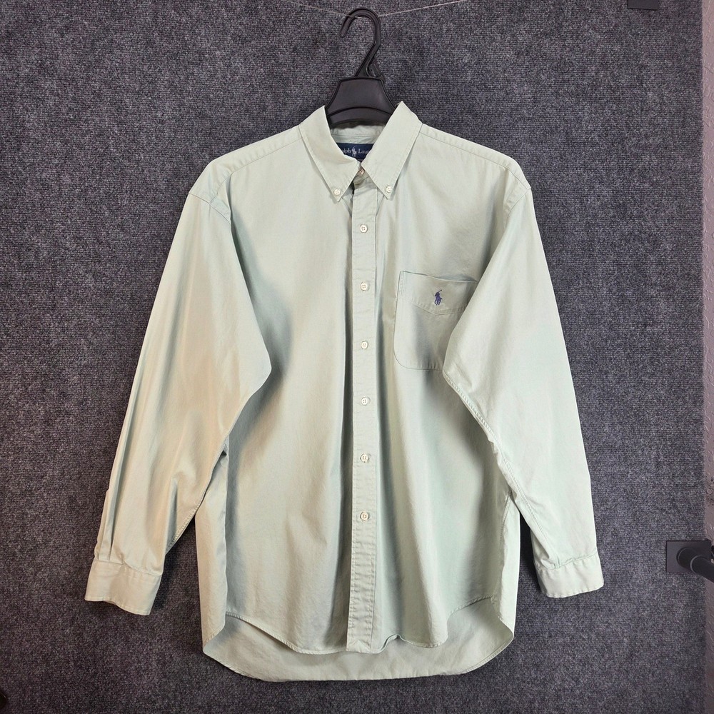 Ralph Lauren Blake Button Down Shirt Men's Large Mint Green 100% Cotton Classic