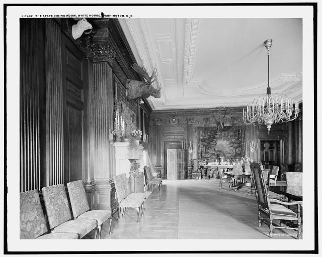 Photo:Washington DC White House State Dining Room c1904 Official Residence