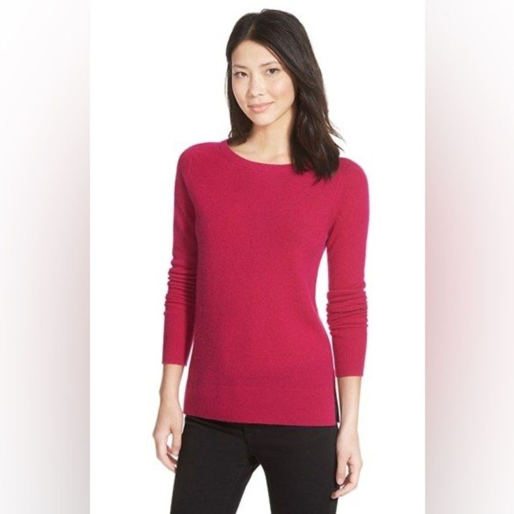 Halogen Bright Pink Pima Cotton Long Sleeve Sweater Size M