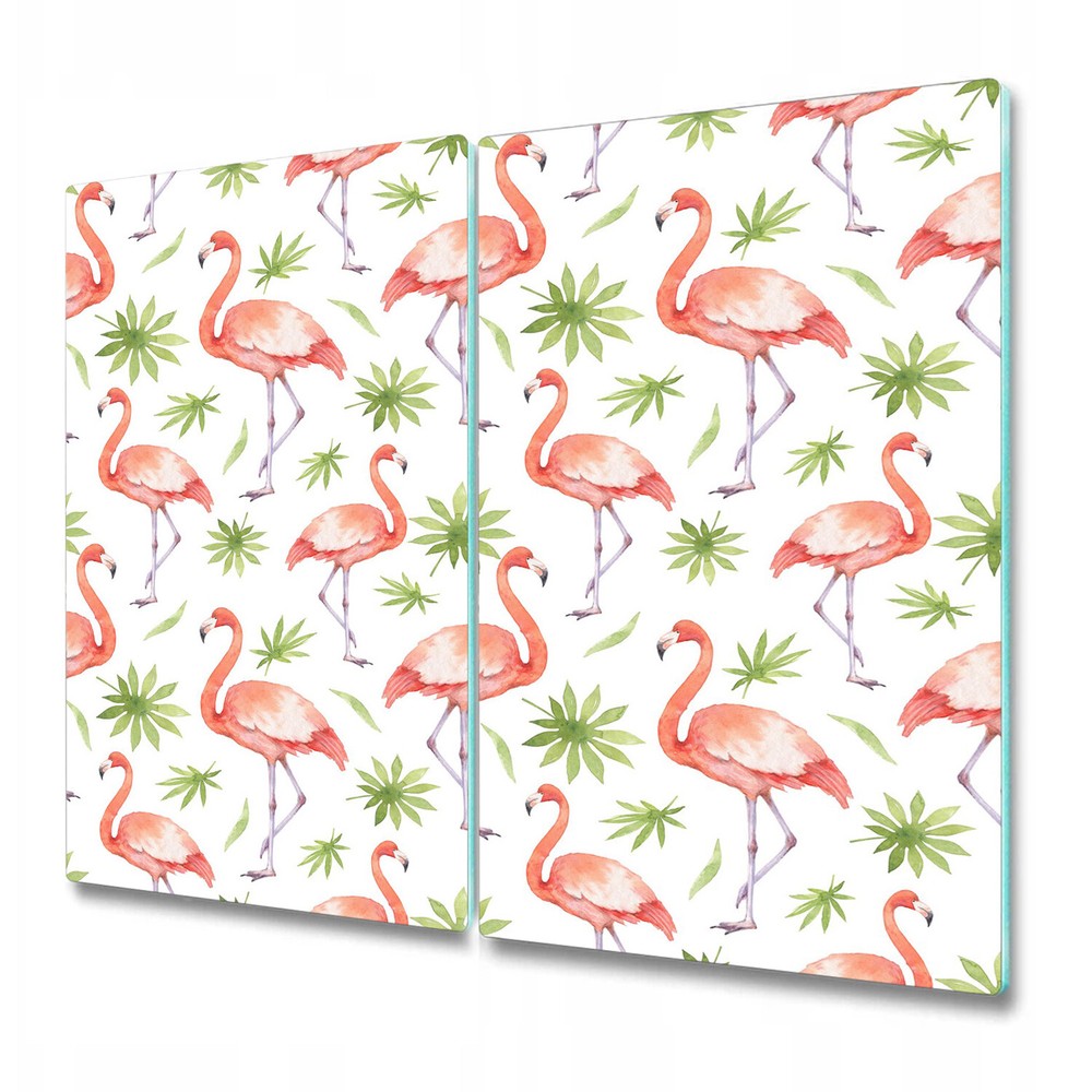 Glass Cutting Board Worktop Saver Leafs Flamingo Birds painting delicate 2x30x52