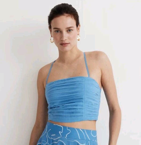 Madewell Poplin Crop Tube Top Size 10