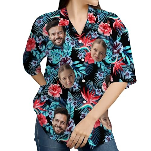 Personalized Hawaiian Aloha Shirt Custom Button Up Beach Vacation Gift