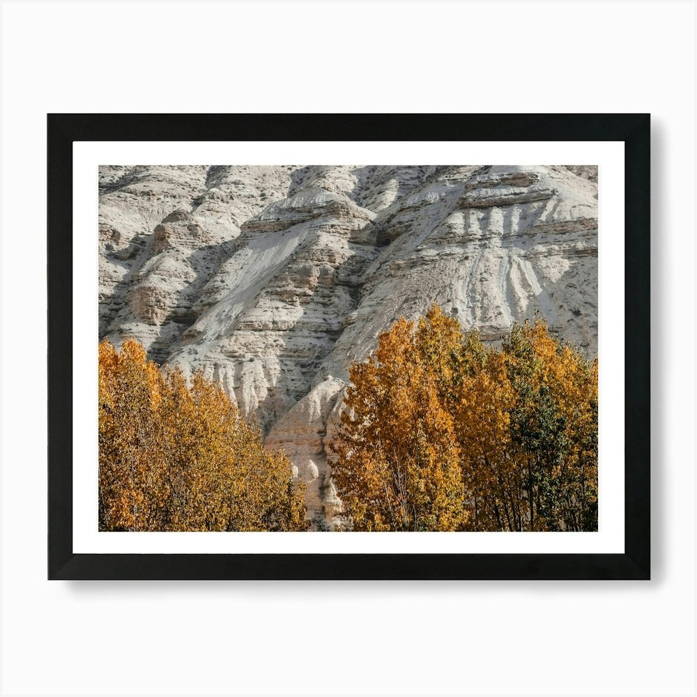 Autumn Mountain Trees Landscape Framed Wall Art Canvas Print  