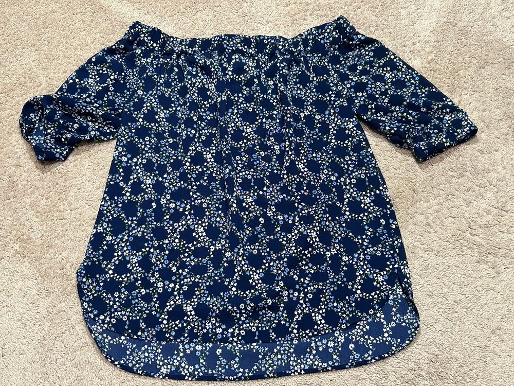 Michael Kors Womens Shirt Size Small Multicolor Floral Print Off the Shoulder