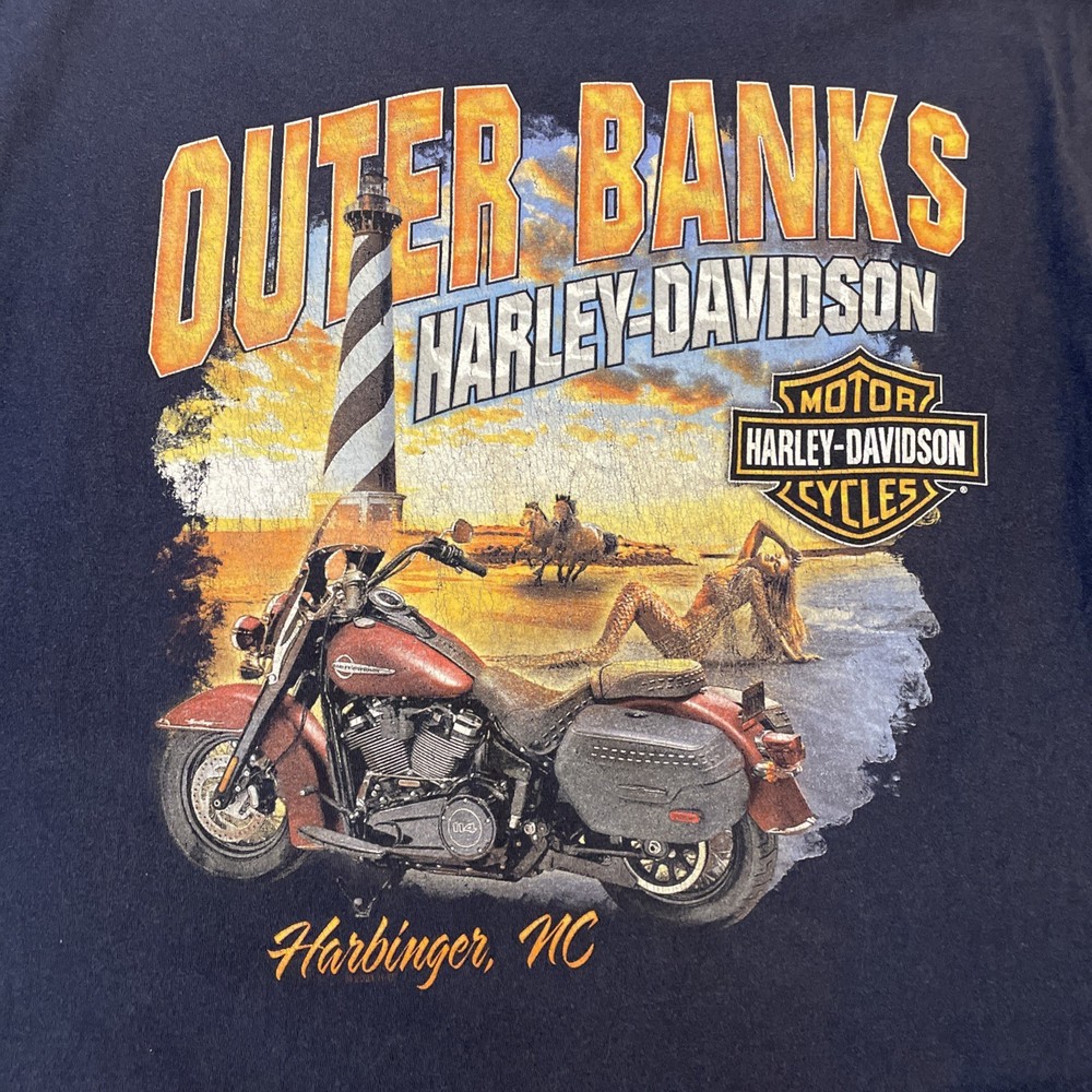 Harley Davidson Mens Fat Boy Muscle Black Shirt Vintage 2003 Outer Banks XL USA
