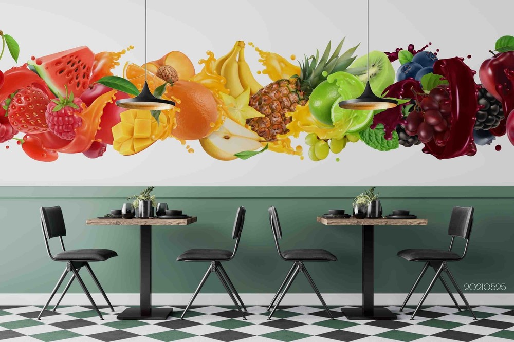 3D Fruit Food Illustration Wall Murals Wallpaper Murals Wall Sticker