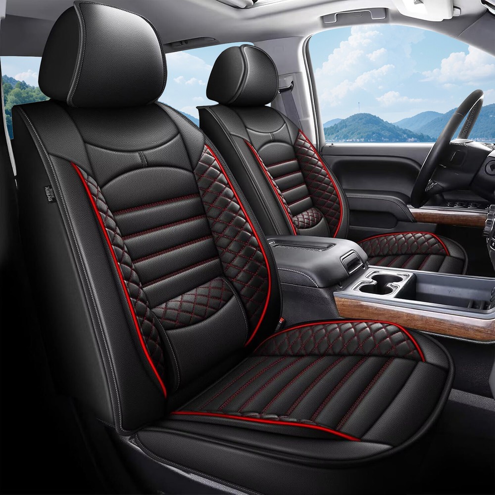For GMC Sierra 2500HD 2019-2023 2024 Front&Rear PU Leather Truck Seat Covers Set