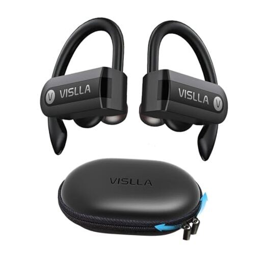 Wireless Earbuds, Bluetooth Earbuds with Earhooks Over Ear, 82H Long Black