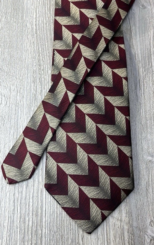 Jos A Bank Executive Collection Silk Neck Tie Maroon & Gold 3.75” x 58” 🇺🇸