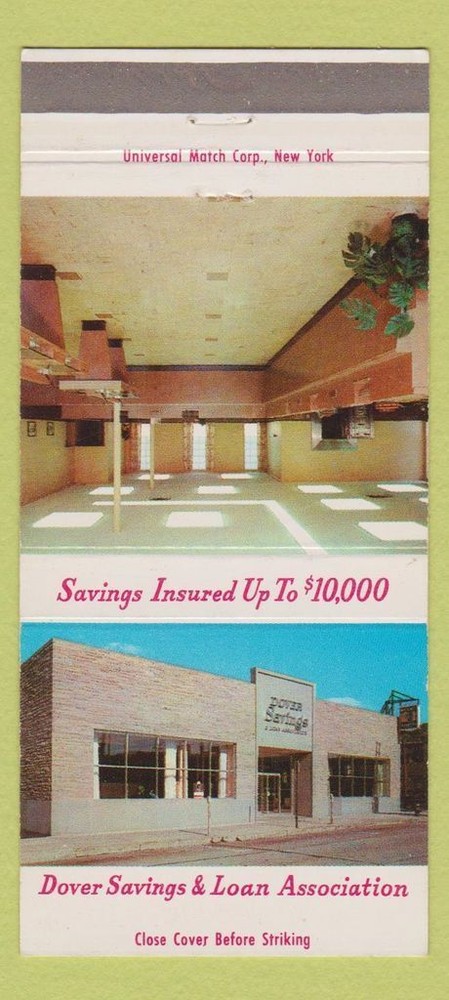 Matchbook Cover - Dover Savings Loan Dover NJ 30 Strike