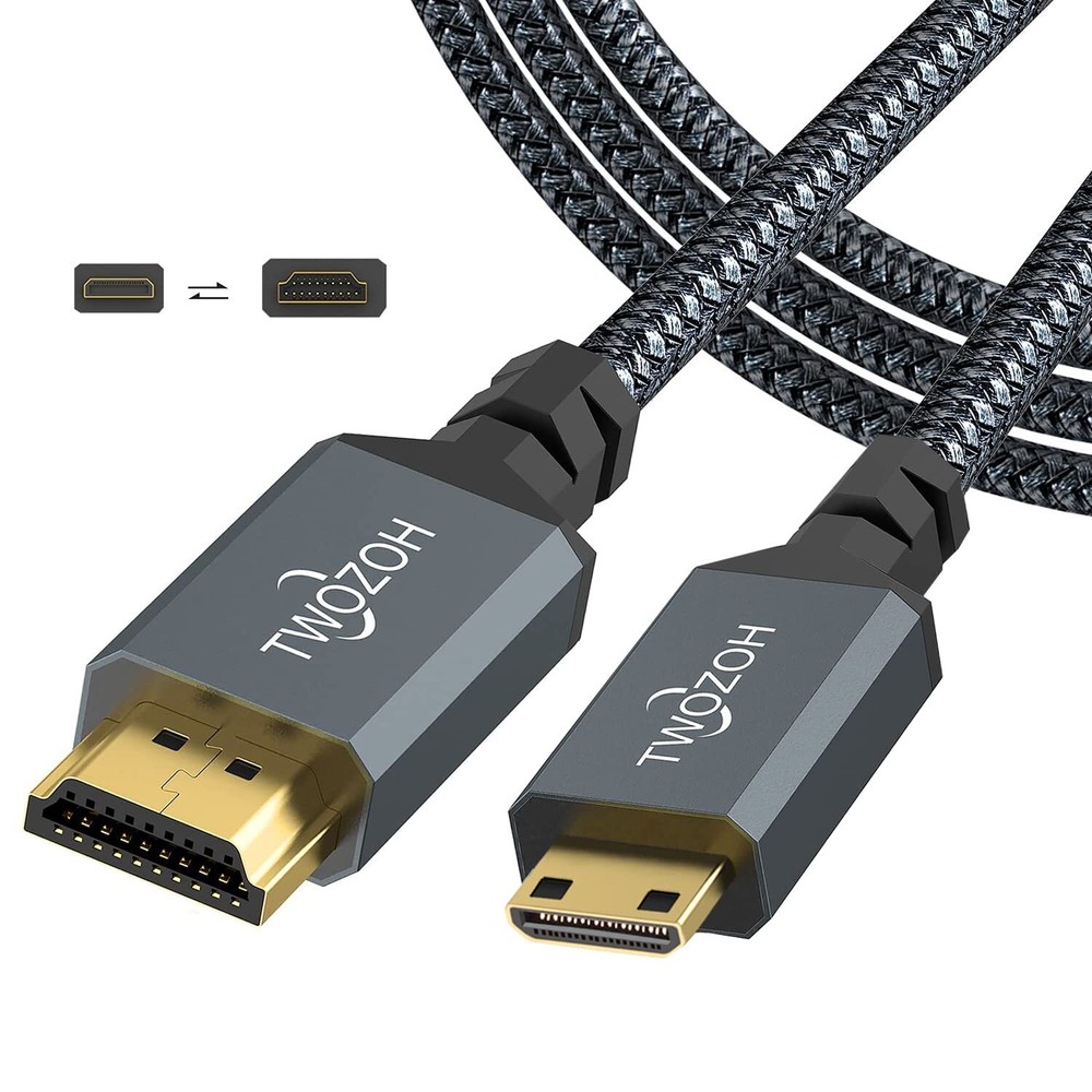 Long Mini HDMI to HDMI Cable 30FT, HDMI to Mini HDMI Braided Cord Support 720P
