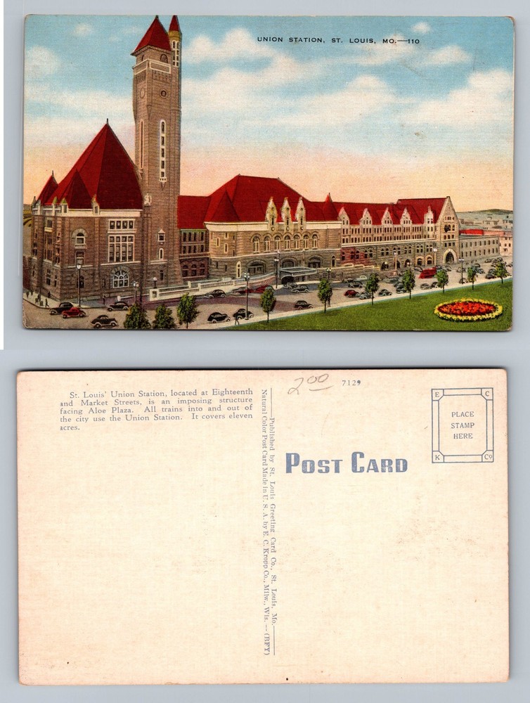 St. Louis, MO-Missouri, Union Station Tall Tower Scene Old Vintage Postcard