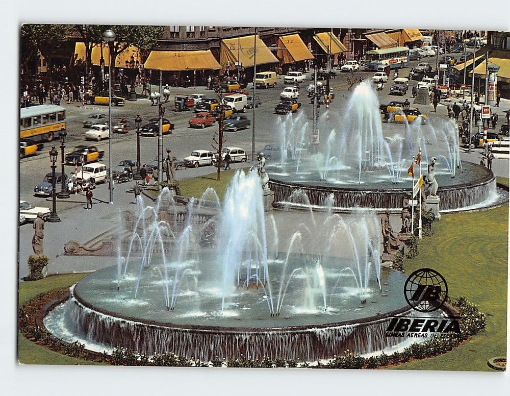 Postcard Catalonia square Barcelona Spain