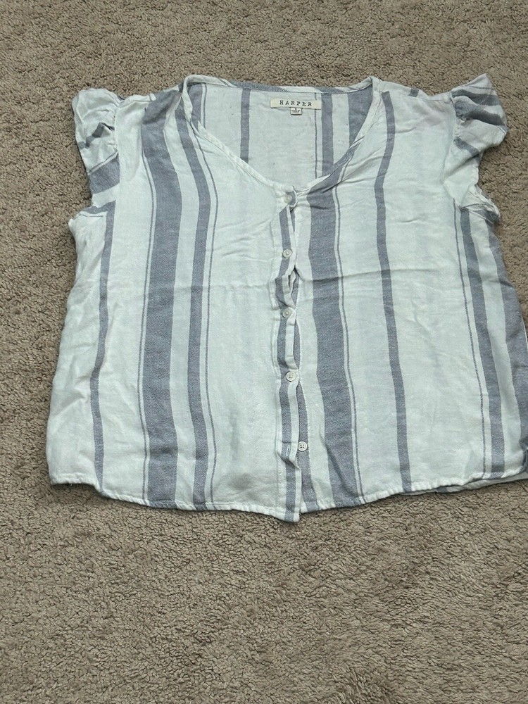 Harper Womens Shirt Size Small Multicolor Striped Lightweight Flowy Casual