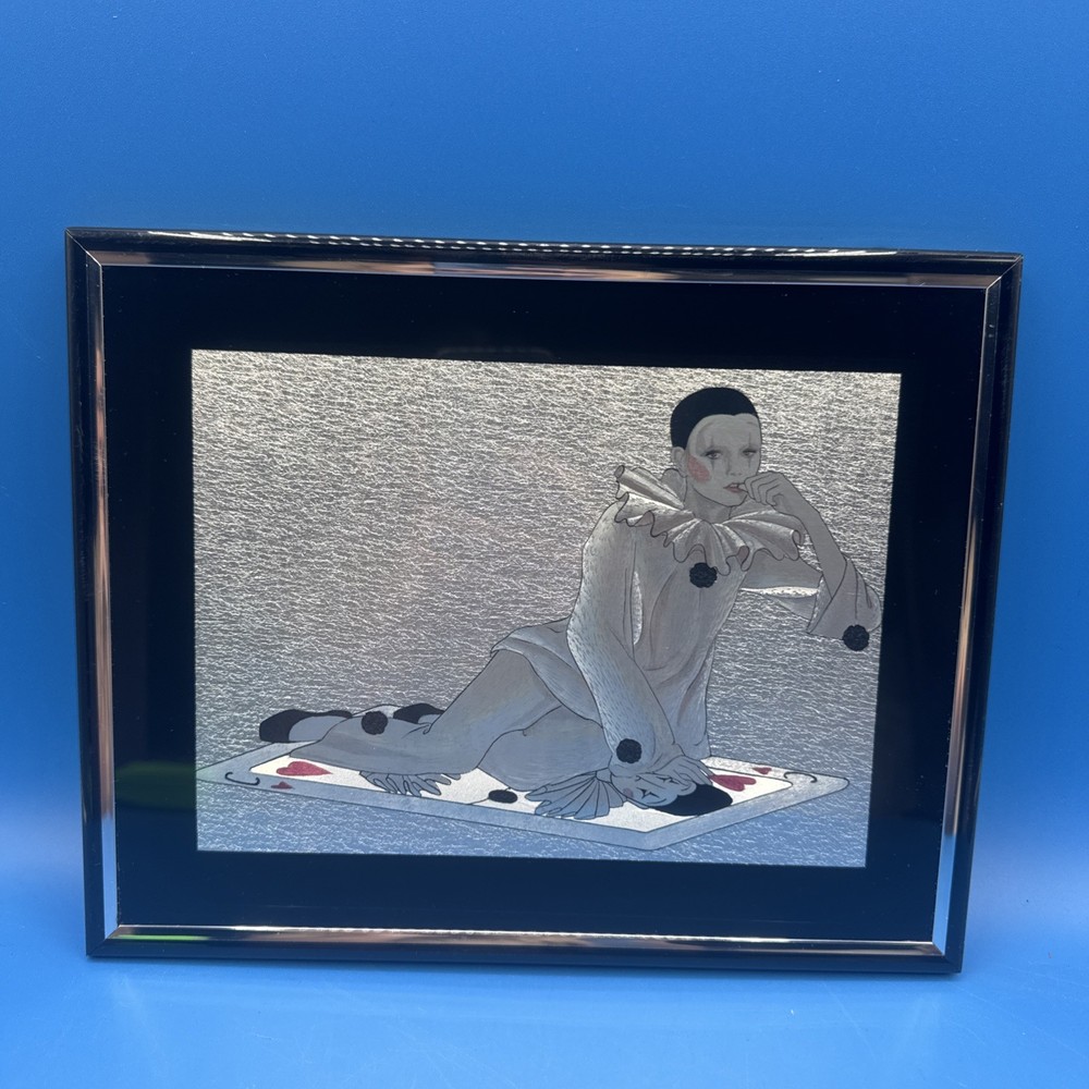 Pierrot on Playing Card Framed Picture 10*8
