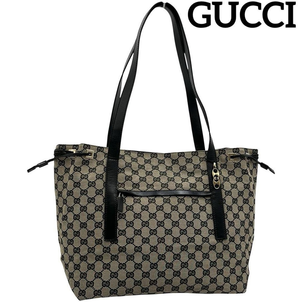 Gucci GG Canvas Leather 2-Way Tote Shoulder Bag Pre-Owned