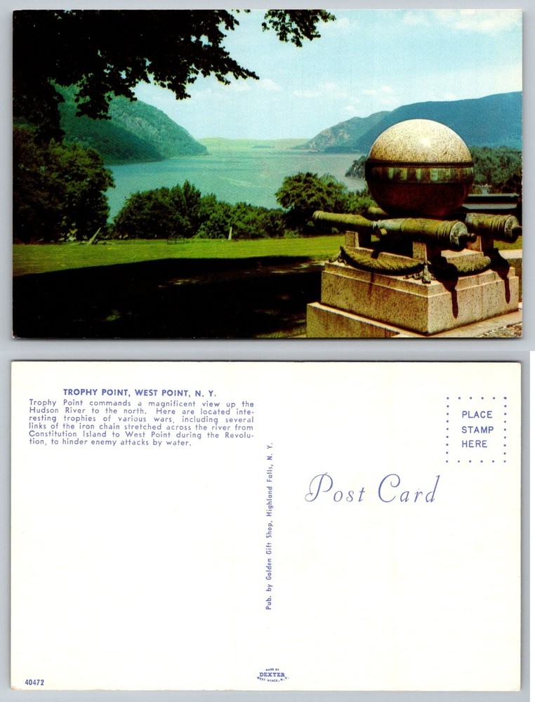 Trophy Point West Point NY Hudson River Cannons Dexter Press Postcard Vintage