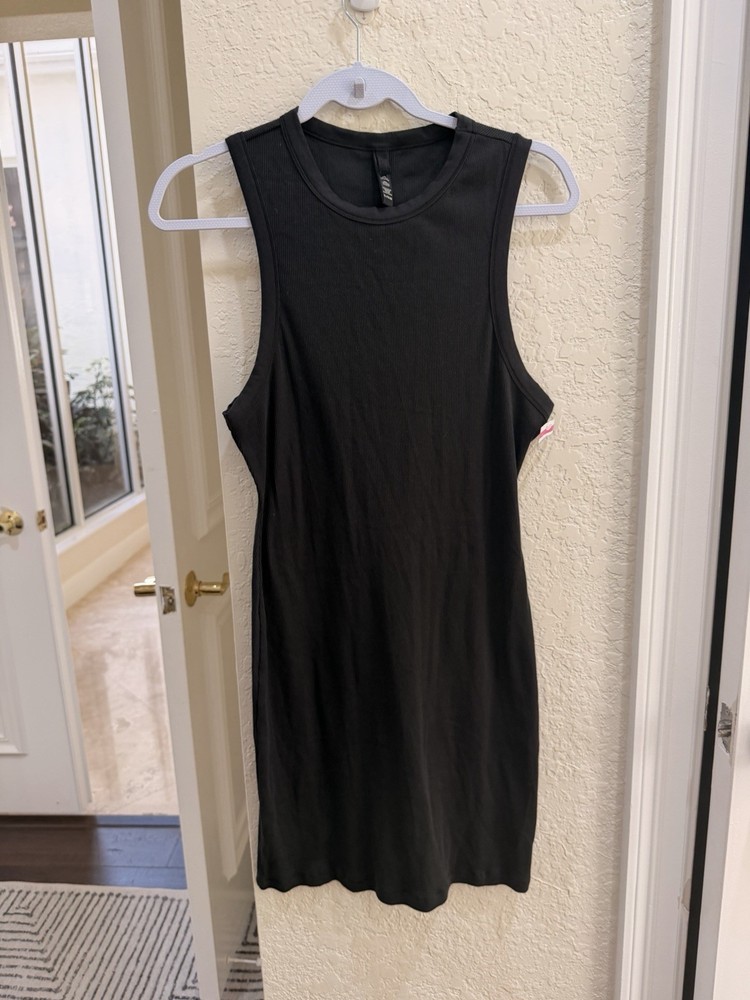 Skims Cotton Rib Tank Dress Women's Size XL In Soot Sleeveless NWT
