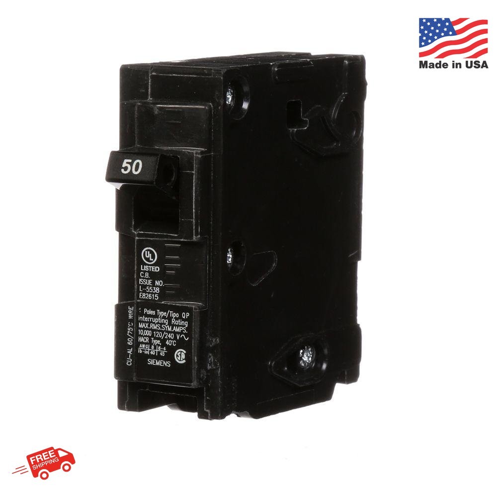 Siemens -HI Q150 50-Amp Single Pole Type QP Circuit Breaker, Black