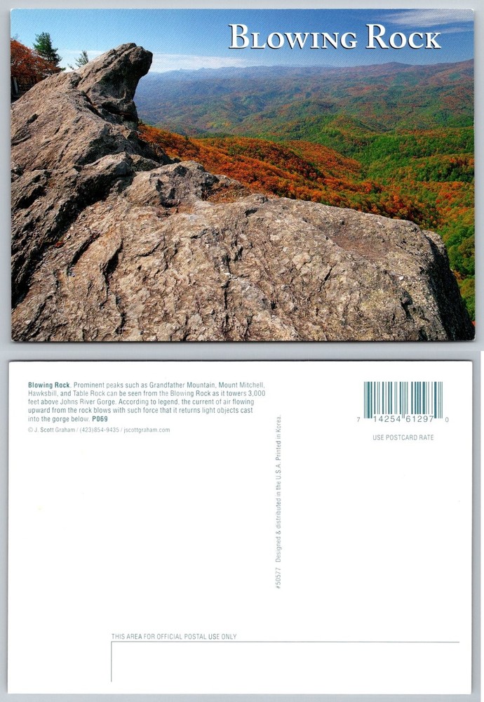 Blowing Rock NC Autumn Scenic View Postcard Grandfather Mtn J Scott Graham