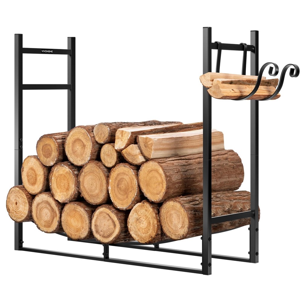 VIVOHOME 3ft Heavy Duty Indoor Outdoor Firewood Storage Log Rack with Kindlin...