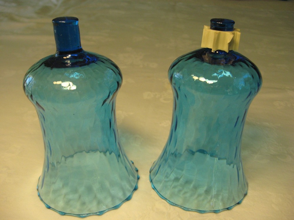 vintage Homco blue swirl peg votive glass candle holders (2) two = 5-1/4