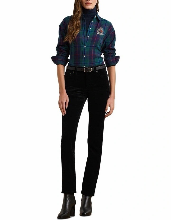 $165Lauren Ralph LaurenWomen's Relaxed-Fit Black Watch Plaid Shirt Green Size XL