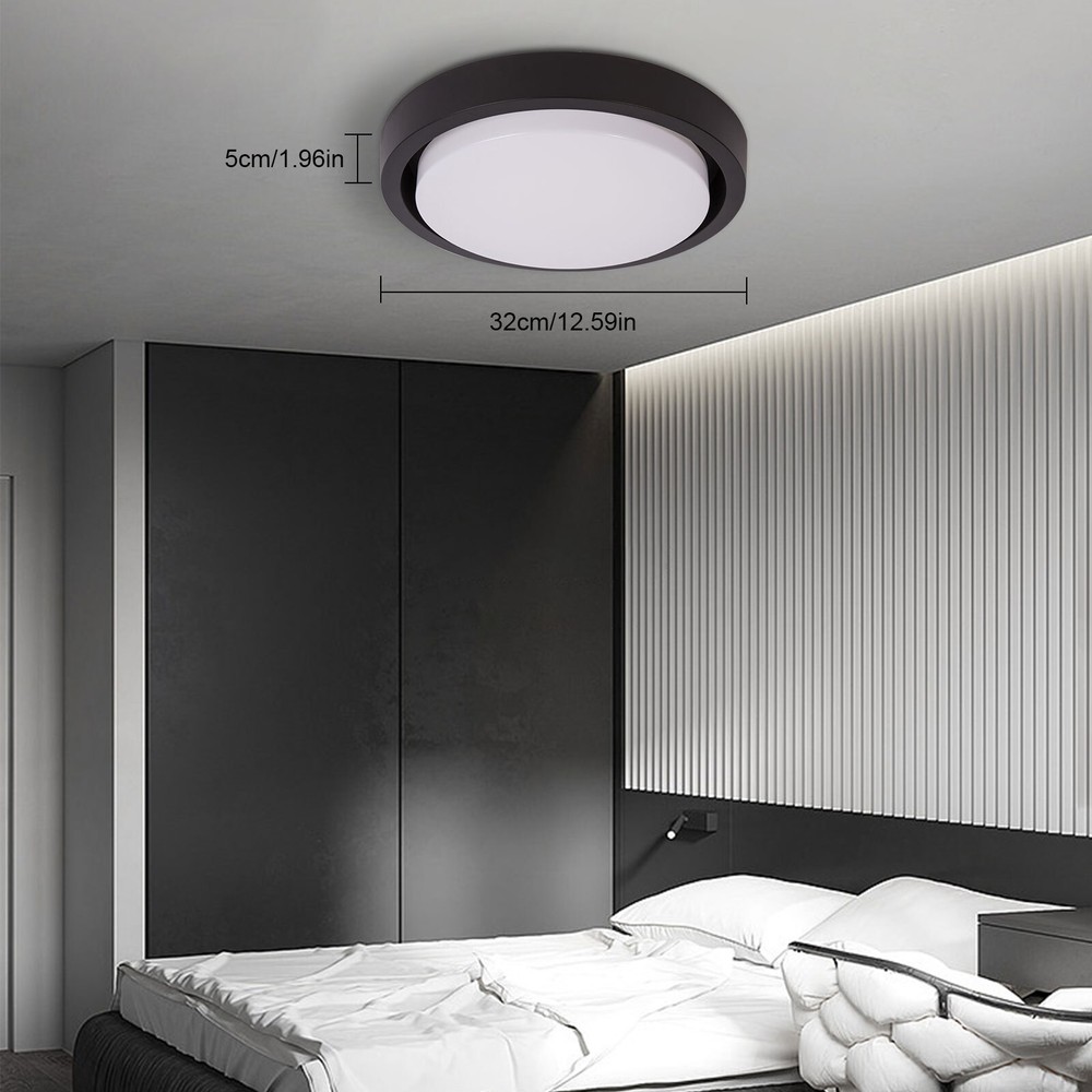 Modern Black LED Ceiling Light Fixture 18W Non-Dimmable Chandelier for Living Room