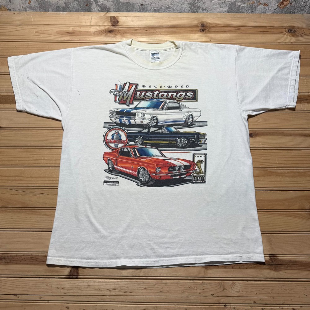 Vintage 90s 1998 Ford Mustang True Horses Cars Racing Graphic T-Shirt - Size XL