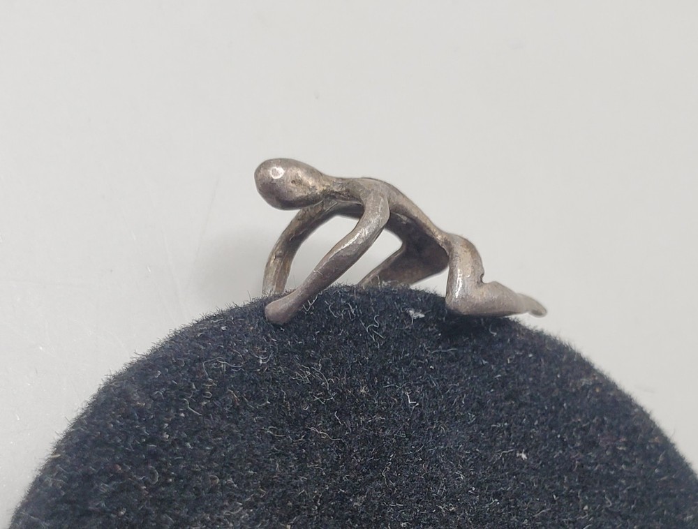 Vintage Sterling Silver Marked Climbing Man Ear Cuff