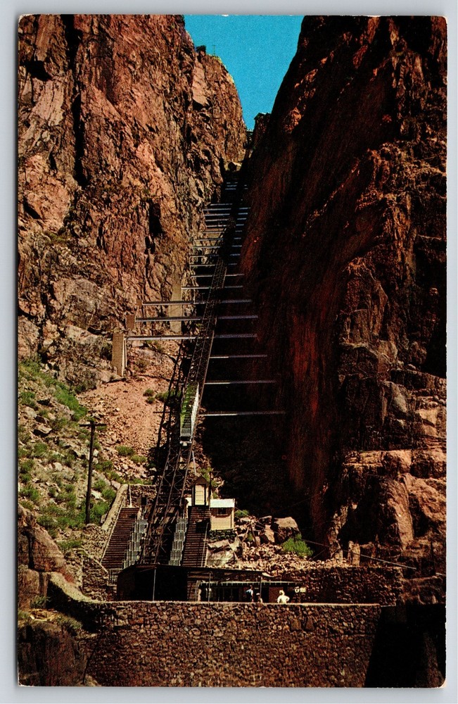 Trains~Bottom Of The Royal Gorge Incline Railway In Colorado~Vintage Postcard