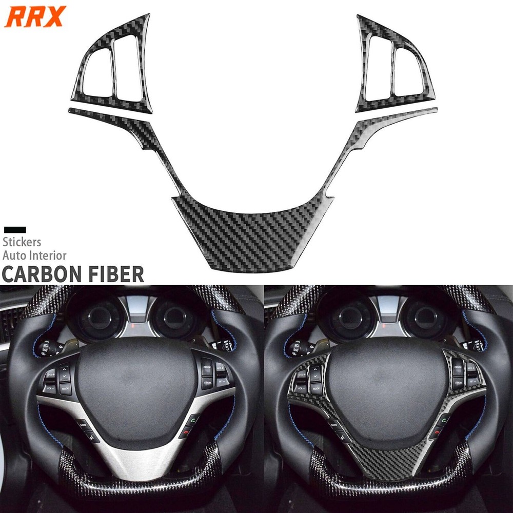 Real Carbon Fiber Steering Wheel Panel Cover For Hyundai Genesis Coupe 2013-2016