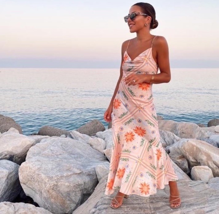 Never Fully Dressed US 8 Mya Maxi Dress Cami Peach Sunshine Boho Resort Coastal
