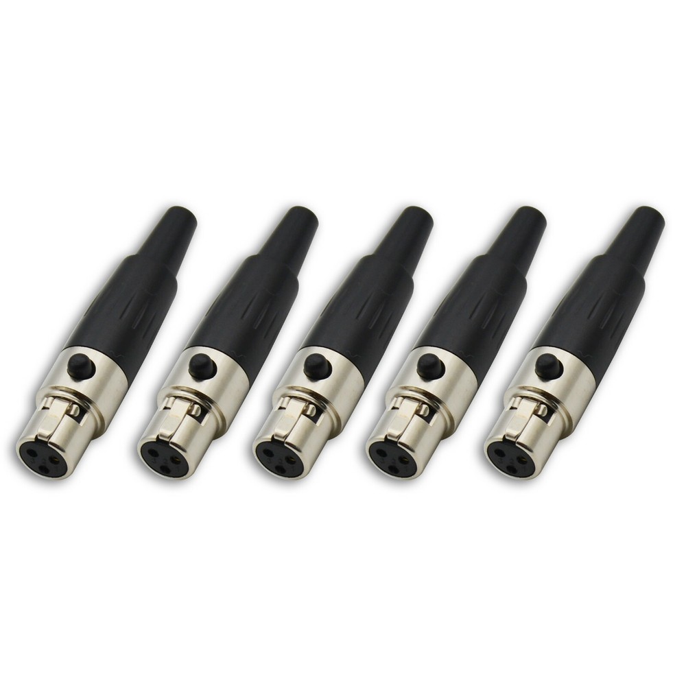 mini xlr 3/4/5 pin female connector 5lot for audio microphone mic cable silver