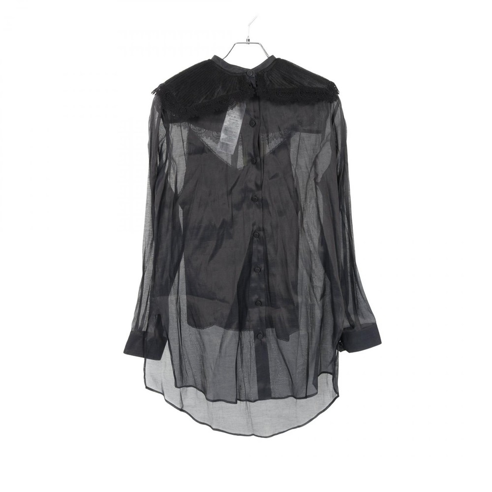 GUCCI Black Silk Cotton Chiffon Collar Blouse Top Size 40 Women