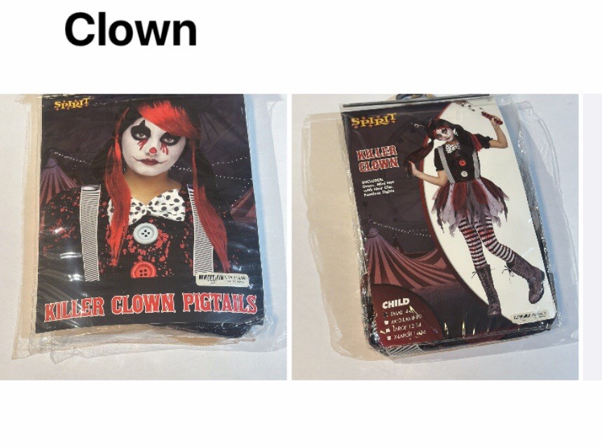 EUC WITH WIG Spirit Halloween Killer Clown Costume Kids Small 4-6 Girls Cosplay