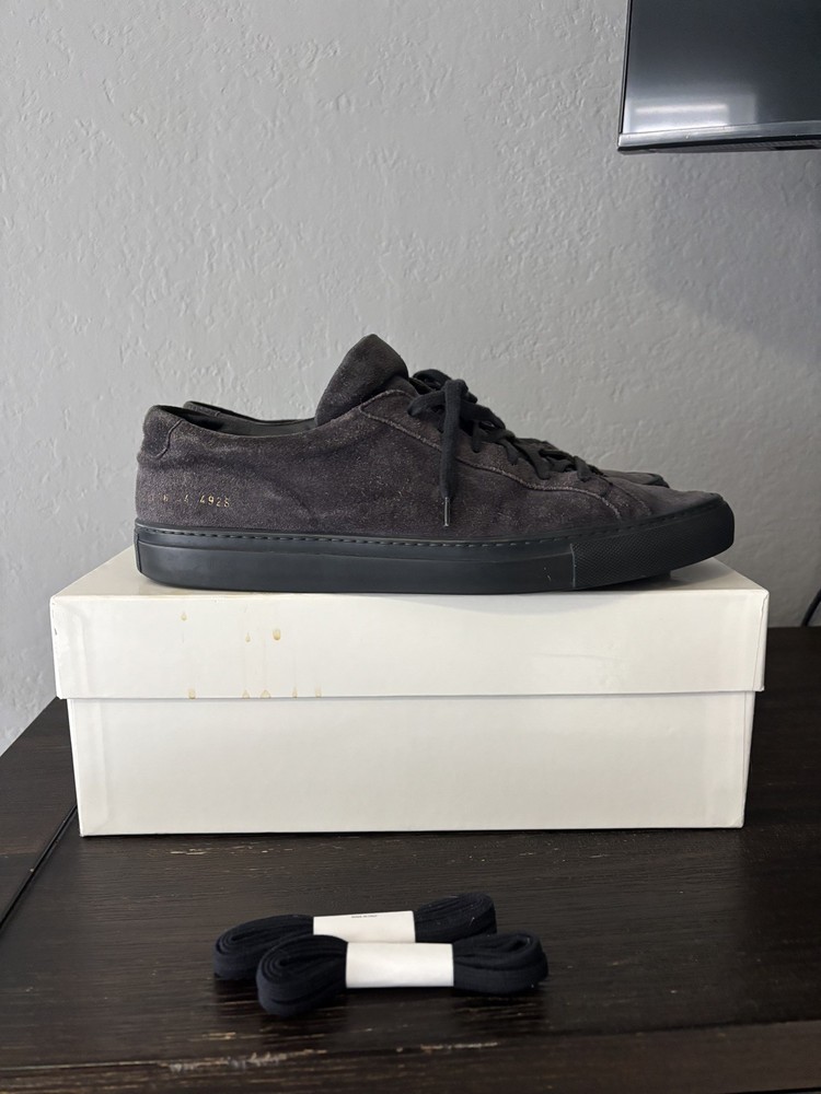 Common Projects Achilles Men's Size EU 44 Navy Blue Suede Low Top Sneakers-image
