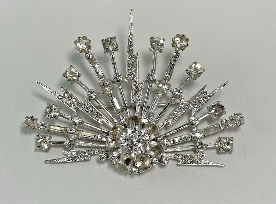 Rare Vtg Corocraft Sterling Silver 'Sunburst Lightning' Atom Bomb Explosion Pin