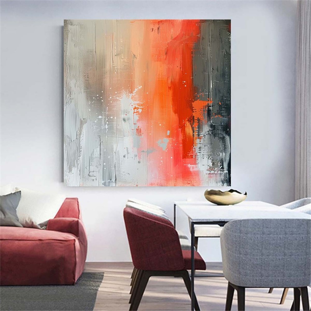 Red Large Hand-painted abstract oil Painting on canvas Home Wall Decor 31in
