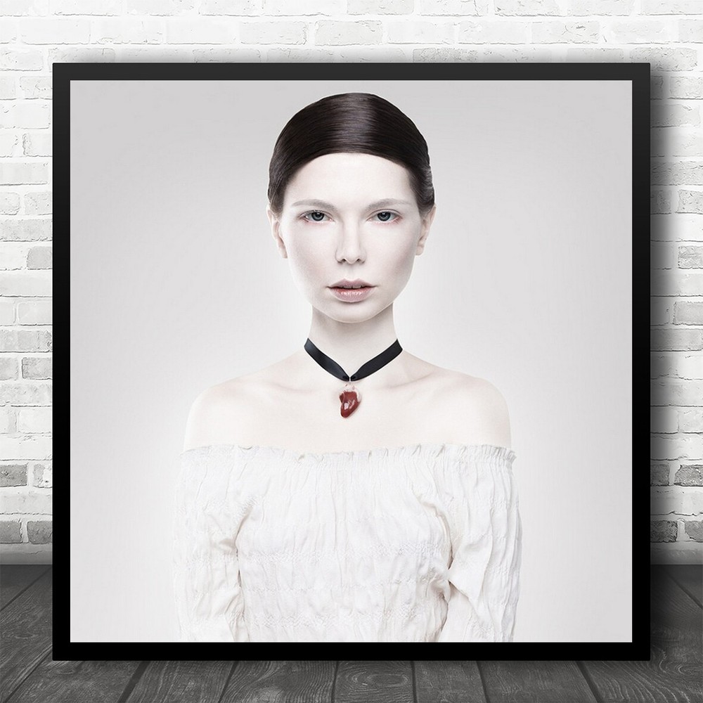 Portrait Person Necklace Russia High-Key Model White Bright Square Print