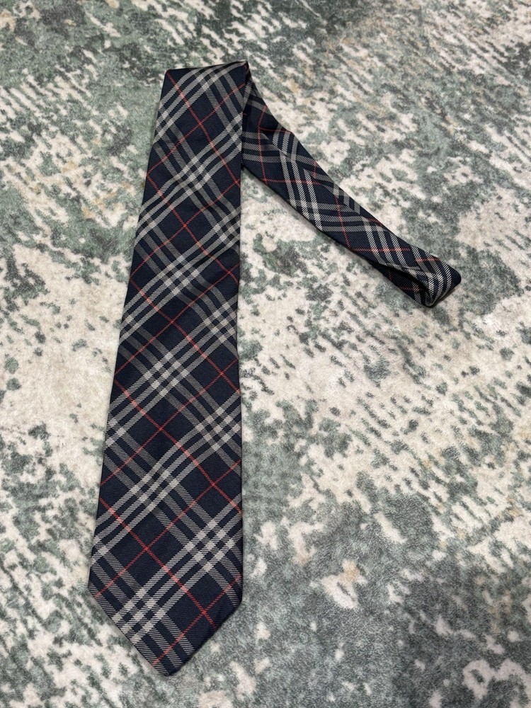 Vintage Burberry Of London  Necktie 100% wool made in Italy blue & red